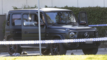 A four-wheel drive Mercedes G-Class outside Fawkner Police Station.