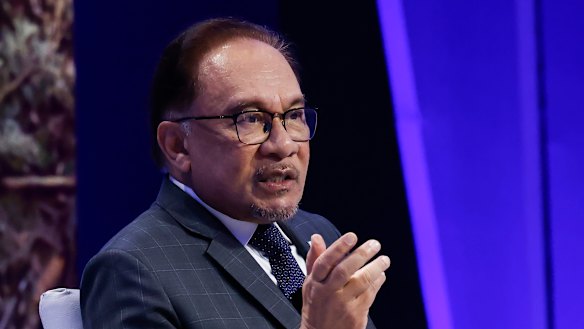 Malaysian Prime Minister Anwar Ibrahim speaks during an appearance at the Asia-Pacific Economic Cooperation summit in San Francisco a fortnight ago.