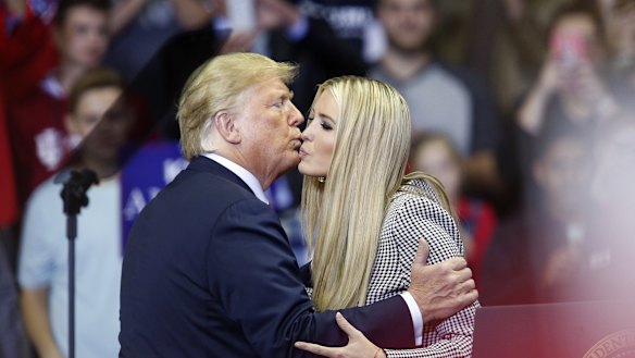President Donald Trump with his daughter Ivanka during a rally in Indiana this week.