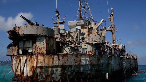 The Sierra Madre, a Second World War warship intentionally grounded by the Philippines in 1999 as a mark of its territorial claims in the South China Sea.