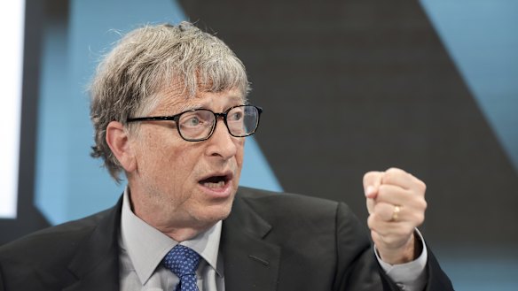 Billionaire Bill Gates at the World Economic Forum in Davos, Switzerland, this week. 
