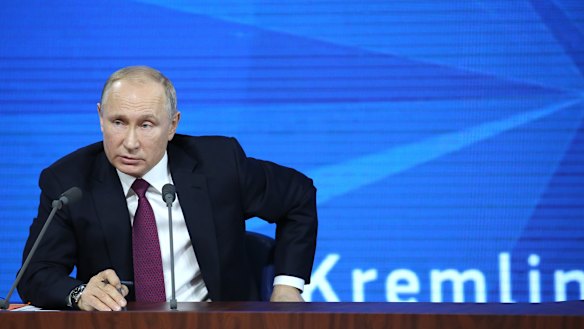 Vladimir Putin speaks during his annual news conference in Moscow on Thursday.