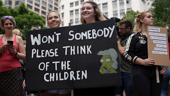 Protesters at the pill testing rally at Town Hall.