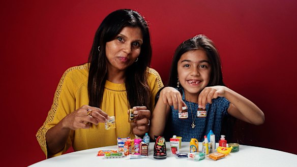 Sunita Mizar and her daughter Siyona Berghmans, 7, have collected Coles' Little Shop treasures. 