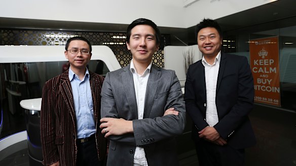 The three founders of Bitcoin Global: (from left) Jin Chen, Sam Lee and Allan Guo in happier times. 