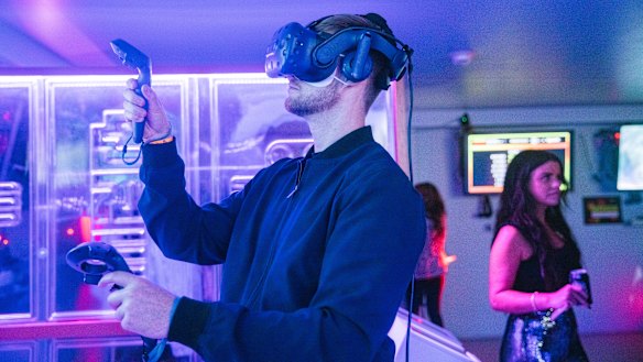 A participant at VR World in Manhattan.