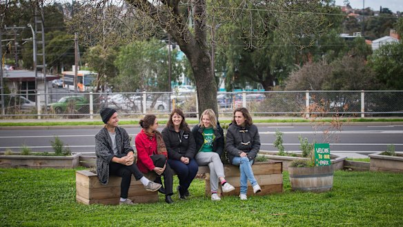 The Let's Make a Park group created a pop-up park in a traffic island.