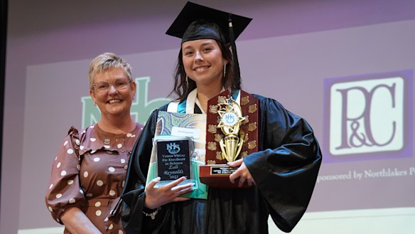 Zali Reynolds receiving her excellence in science award.