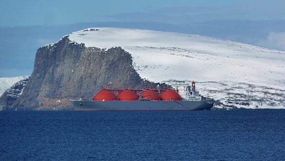 An LNG tanker sits at anchor outside Hammerfest, northern Norway, last year.