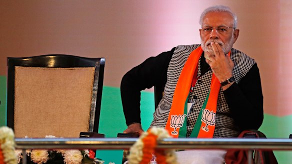 Indian Prime Minister Narendra Modi attends the Bharatiya Janata Party's national convention in New Delhi.