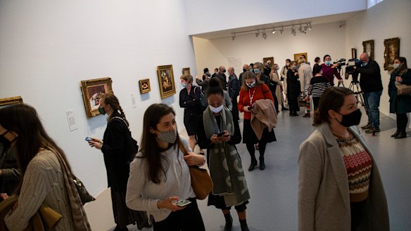 Guests at the opening of French Impressionism from the Museum of Fine Arts, Boston, at the NGV on Friday.