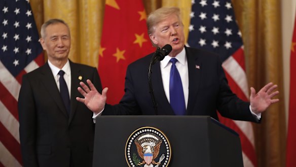 US President Donald Trump and Chinese Vice Premier Liu He signed a "phase one" trade deal at the White House on Wednesday local time. 