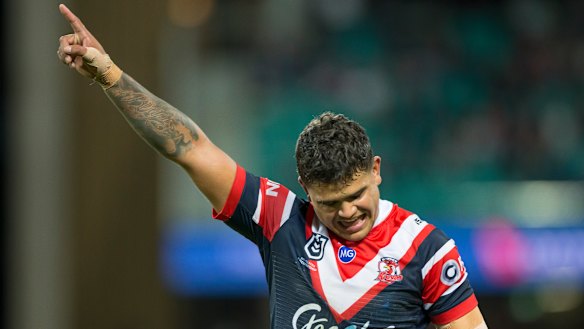 The one and only: Mitchell celebrates at full-time after a week of speculation about his future.