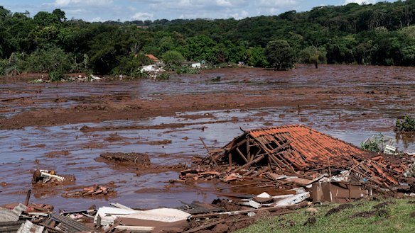A home lays in ruins after  a tailings dam collapsed at a Vale mine near Brumadinho, Brazil.