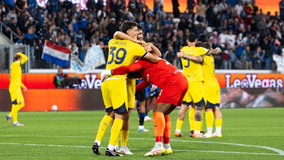 Alessandro Circati celebrates Parma’s safety after a 3-2 comeback win away to Atalanta.