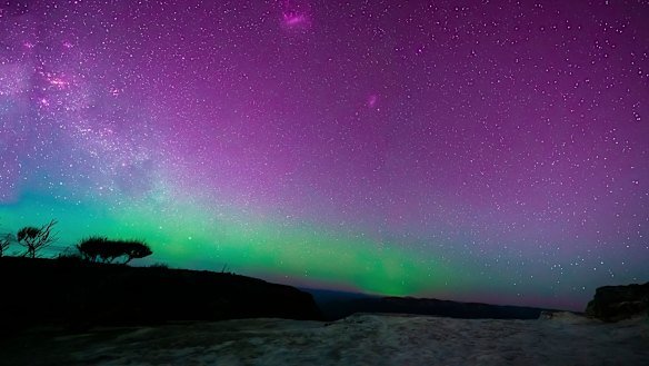 Aurora australis viewed from the Blue Mountains in the early hours of October 11.