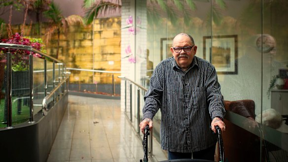 Geoff Ostling at his aged care facility in inner-city Sydney.
