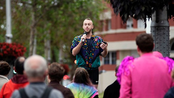 Protesters at a rally against the ban in Darlinghurst, Sydney, on Wednesday. 