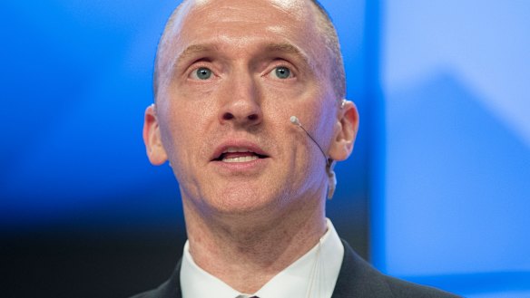 Carter Page, a former foreign policy adviser of US President-elect Donald Trump, speaks at a news conference in Moscow in 2016.
