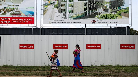 A JiangSu Provincial Construction Group building site in Port Vila.

