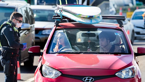 People heading towards Geelong on Thursday faced a checkpoint near Lara.