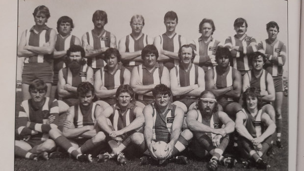 Martyn Bain (back row, far left) playing for the Gippsland club Lindenow South in its 1984 reserves premiership team. 
