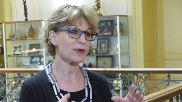 Agnes Callamard, the UN special rapporteur for extrajudicial, summary and arbitrary executions, speaks to reporters at the UN human rights office in Geneva.