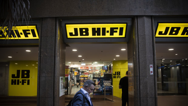 JB Hi-Fi's sales have soared 20 per cent during the pandemic shutdown.