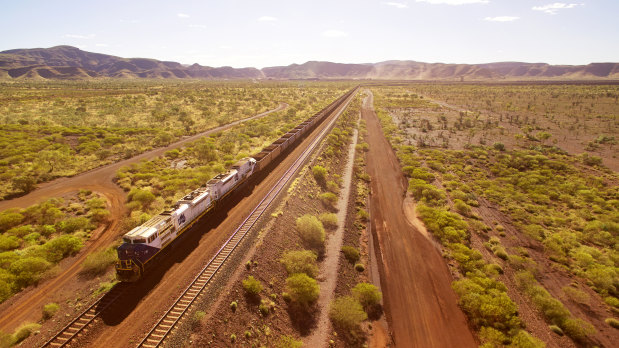 A Fortescue train in WA's Pilbara bringing iron ore to port.