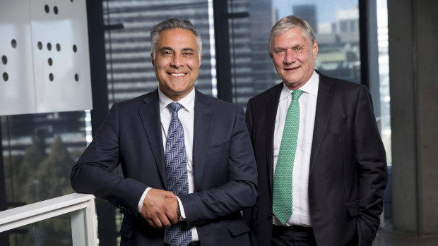 Latitude's new CEO Ahmed Fahour (left) with chairman Mike Tilley.