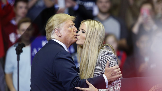 President Donald Trump with his daughter Ivanka during a rally in Indiana this week.