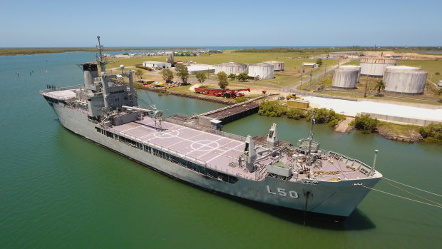 Drone aerial views of the decommissioned ex-HMAS Tobruk taken in 2016.