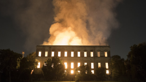 Flames engulfed the 200-year-old National Museum of Brazil on Sunday evening.