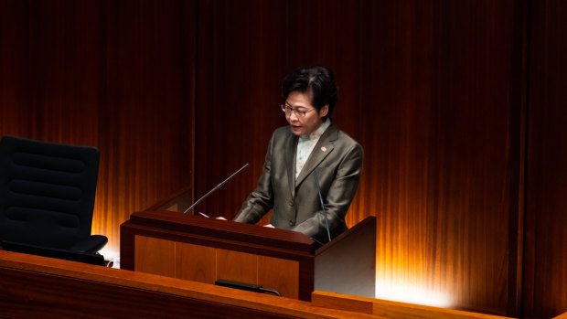 Hong Kong Chief Executive Carrie Lam vows to restore the city's international reputation. 