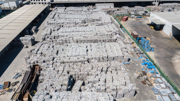 A recycling facility in Laverton North operated by SKM Services, which was temporarily banned from accepting waste. 