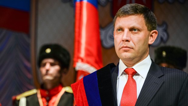 Rebel leader Alexander Zakharchenko stands for his swearing in ceremony in Donetsk in November 2014.