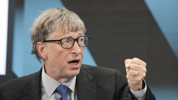 Billionaire Bill Gates at the World Economic Forum in Davos, Switzerland, this week. 
