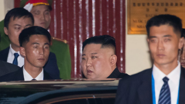 Kim Jong-un arrives at the North Korean embassy in Hanoi.