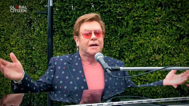 Sir Elton John performs during "One World: Together At Home".