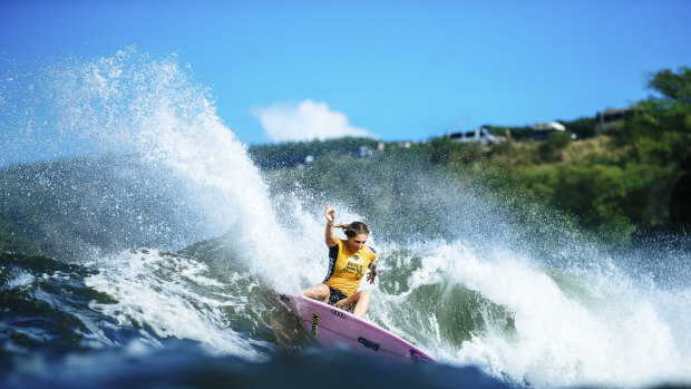 Australian surfing champion and legend, Stephanie Gilmore, carving it up.