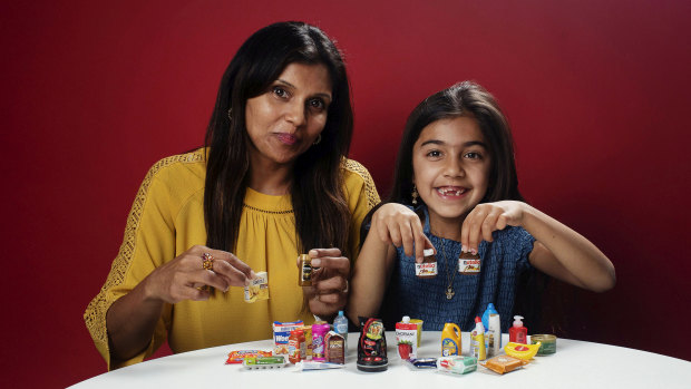 Sunita Mizar and her daughter Siyona Berghmans, 7, have collected Coles' Little Shop treasures. 