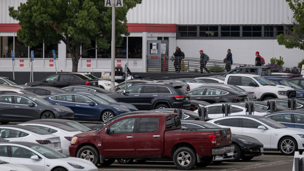 Employee parking lots at Tesla's factory have been back ed this week.