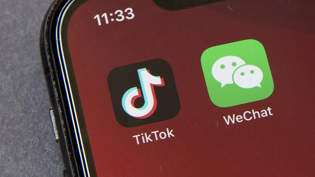 Icons for the smartphone apps TikTok and WeChat. 