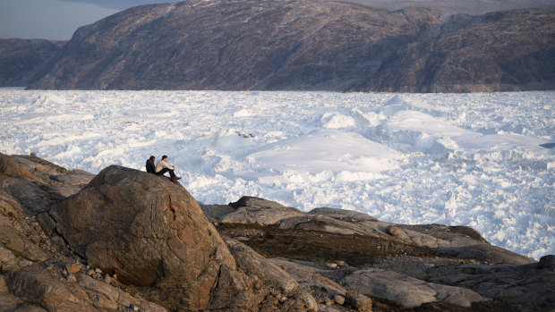 Greenland's Helheim glacier. Global warming is reshaping the politics around the semi-autonomous island.