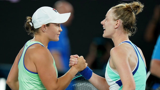 Fair play: Australia's Ashleigh Barty after overcoming America's Alison Riske in their fourth round match at the Australian Open.
