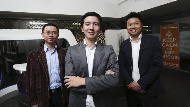 The three founders of Bitcoin Global: (from left) Jin Chen, Sam Lee and Allan Guo in happier times. 