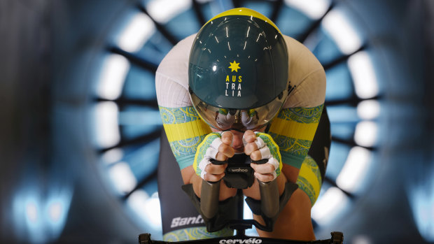 Emily Petricola in the wind tunnel.