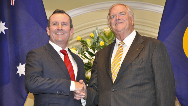 WA Premier Mark McGowan and the state's new governor, Labor stalwart Kim Beazley.