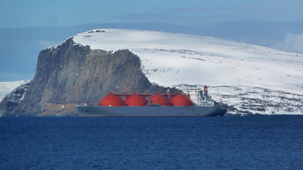 An LNG tanker sits at anchor outside Hammerfest, northern Norway, last year.