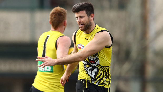 Trent Cotchin at training on Friday. He will return next round.